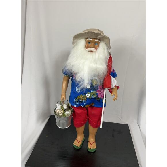 Belk 18" Beach Bum Tropical Holiday Santa Figure Hawaiian Shirt Aloha Christmas - Picture 1 of 12